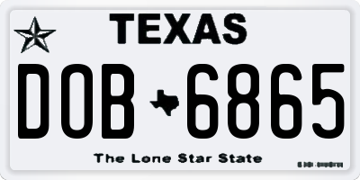 TX license plate DOB6865