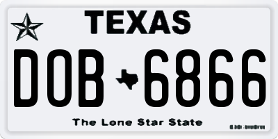 TX license plate DOB6866