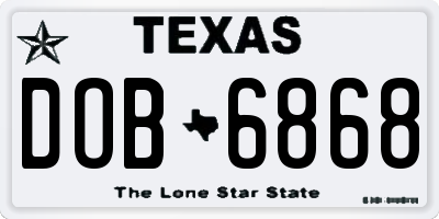 TX license plate DOB6868