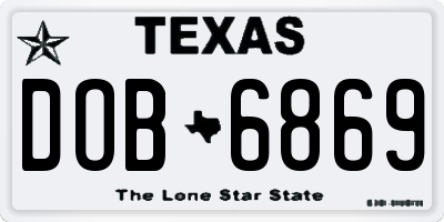 TX license plate DOB6869