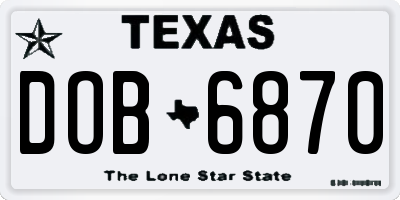 TX license plate DOB6870