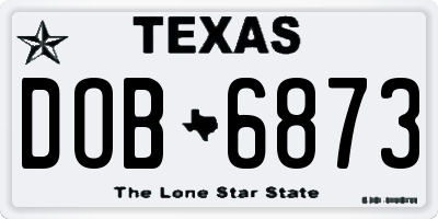 TX license plate DOB6873