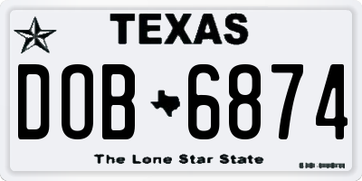 TX license plate DOB6874