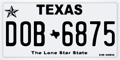 TX license plate DOB6875
