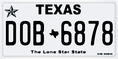 TX license plate DOB6878
