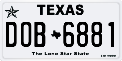 TX license plate DOB6881