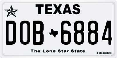 TX license plate DOB6884