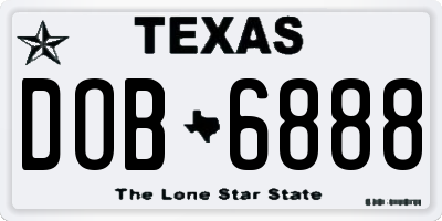 TX license plate DOB6888
