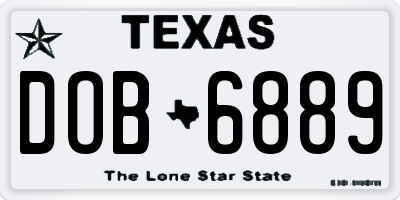TX license plate DOB6889