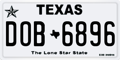 TX license plate DOB6896
