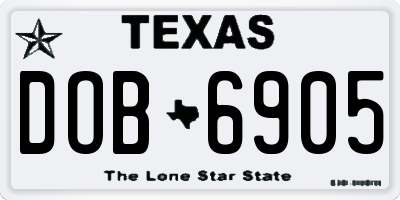 TX license plate DOB6905