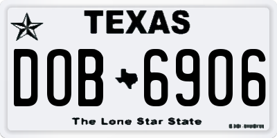 TX license plate DOB6906