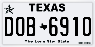 TX license plate DOB6910