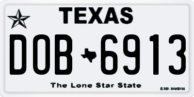 TX license plate DOB6913