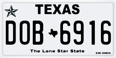 TX license plate DOB6916
