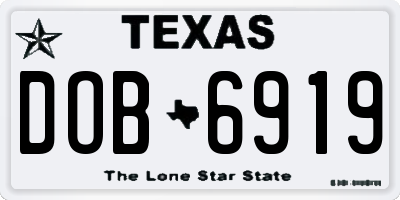 TX license plate DOB6919