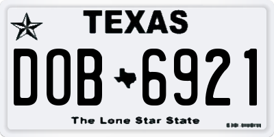 TX license plate DOB6921