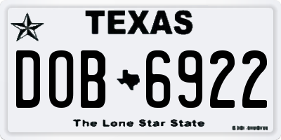 TX license plate DOB6922