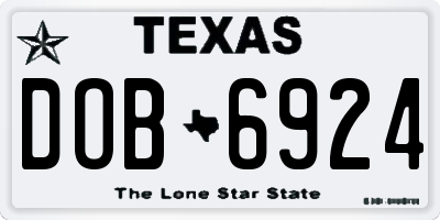 TX license plate DOB6924