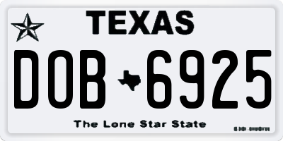 TX license plate DOB6925
