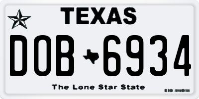 TX license plate DOB6934