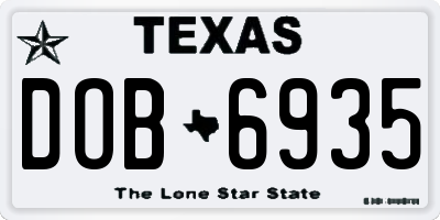 TX license plate DOB6935