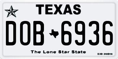 TX license plate DOB6936