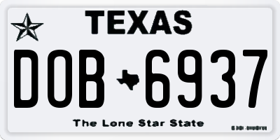 TX license plate DOB6937