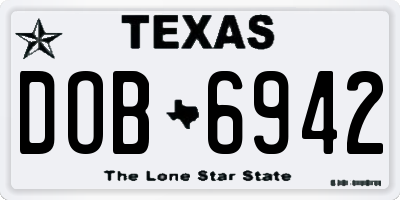 TX license plate DOB6942