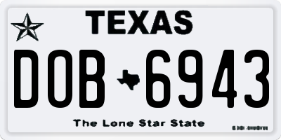 TX license plate DOB6943