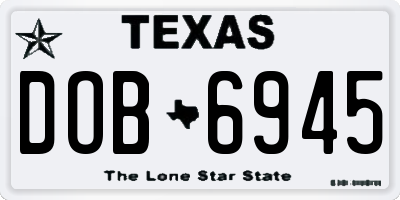 TX license plate DOB6945