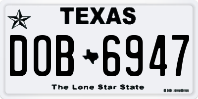 TX license plate DOB6947