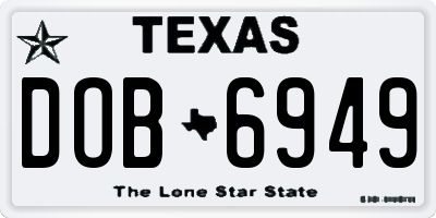 TX license plate DOB6949
