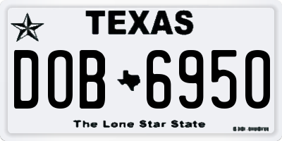 TX license plate DOB6950