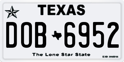 TX license plate DOB6952