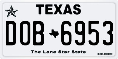 TX license plate DOB6953