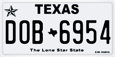 TX license plate DOB6954