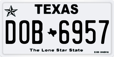 TX license plate DOB6957