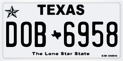 TX license plate DOB6958