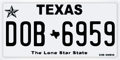 TX license plate DOB6959