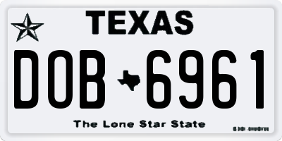 TX license plate DOB6961