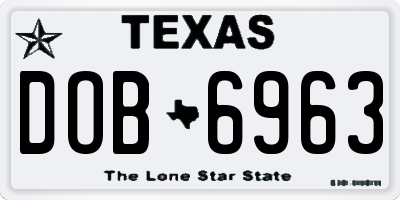 TX license plate DOB6963