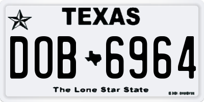 TX license plate DOB6964