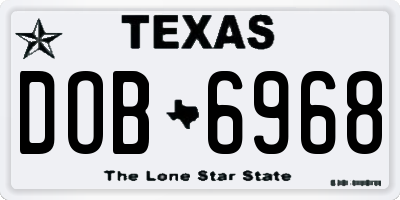 TX license plate DOB6968