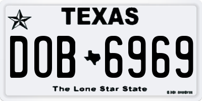 TX license plate DOB6969