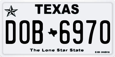TX license plate DOB6970