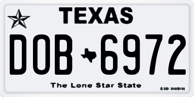TX license plate DOB6972