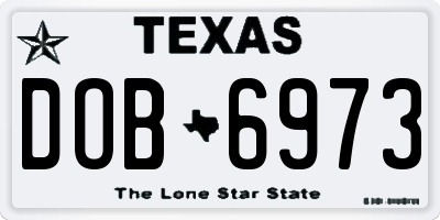 TX license plate DOB6973