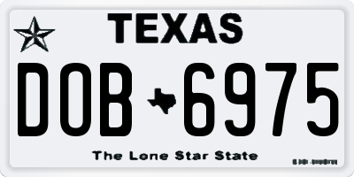 TX license plate DOB6975