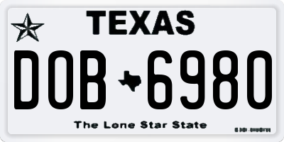 TX license plate DOB6980
